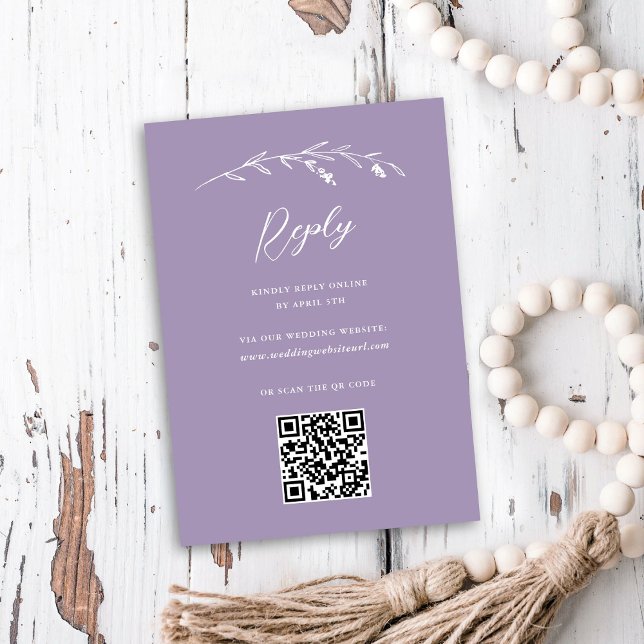 Rustic Lavender Wildblomme Online QR Code Bröllop OSA Kort (Skapare uppladdad)