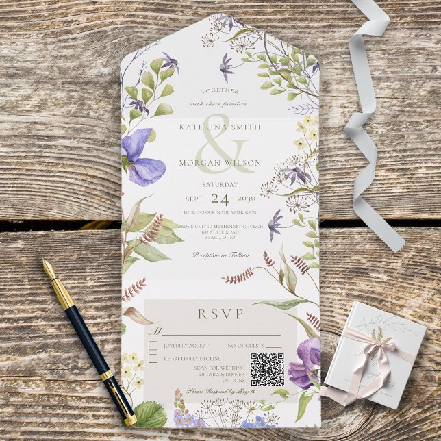 Rustic Lavender WildblomWhite QR Code (Skapare uppladdad)