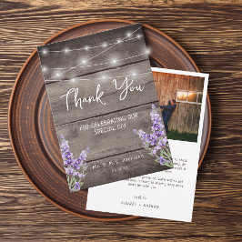 Rustic Lavender Wood Texture Light Wedding Photo Tack Kort