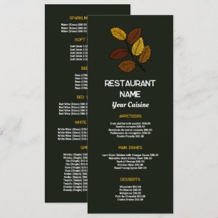 Rustic Leaf, Restaurang Slimline Meny