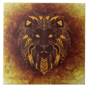 Rustic Lejon Head Kakelplatta