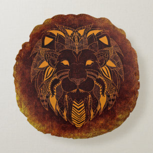 Rustic Lejon Head Rund Kudde