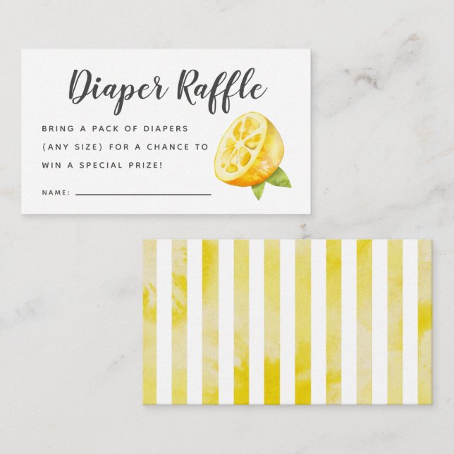 Rustic Lemon Baby Shower Diaper Raffle Biljett Tilläggskort (Fram/baksida)