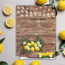 Rustic Lemon Basket Modern Cute Baby Shower