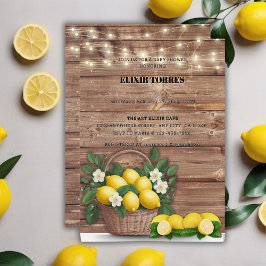Rustic Lemon Basket Modern Cute Baby Shower Inbjudningar