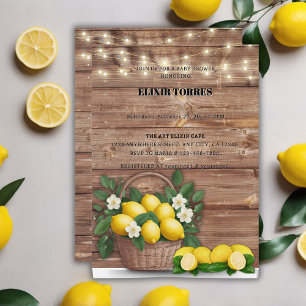 Rustic Lemon Basket Modern Cute Baby Shower Inbjudningar