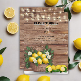 Rustic Lemon Basket Modern Cute Baby Shower Inbjudningar