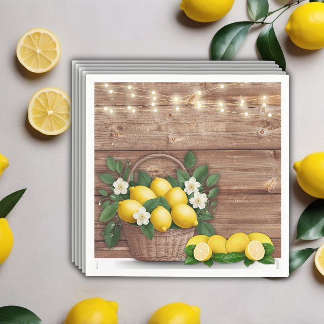 Rustic Lemon Basket Modern Cute Baby Shower Pappersservett (Skapare uppladdad)