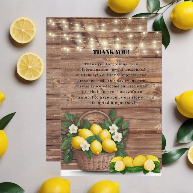 Rustic Lemon Basket Modern Cute Baby Shower Tack Kort (Skapare uppladdad)