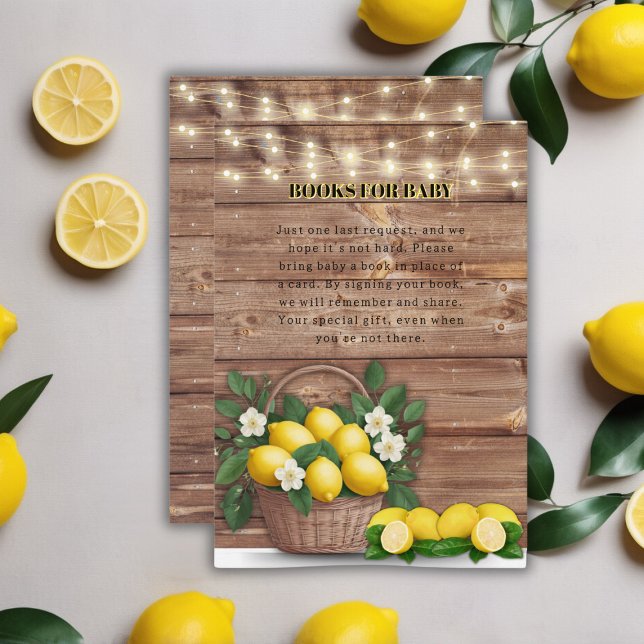 Rustic Lemon Basket Modern Cute Baby Shower Tilläggskort (Skapare uppladdad)