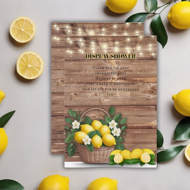 Rustic Lemon Basket Modern Cute Baby Shower Tilläggskort (Skapare uppladdad)