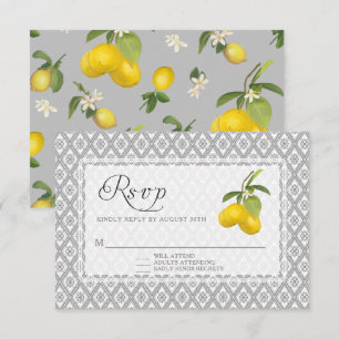 Rustic Lemon Citrus Blommigt Gult Grått White OSA Kort