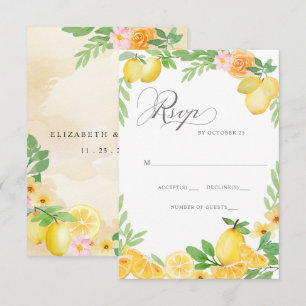 Rustic Lemon Citrus Boho Summer Bröllop OSA Kort