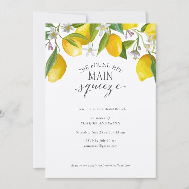 Rustic Lemon Hon hittade sin huvudsakliga klämning Inbjudningar (Framsida)