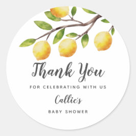 Rustic Lemon Kön Neutral Baby Shower Runt Klistermärke