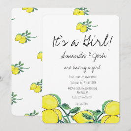 Rustic Lemon Watercolor Citrus Bunch Baby Shower Inbjudningar