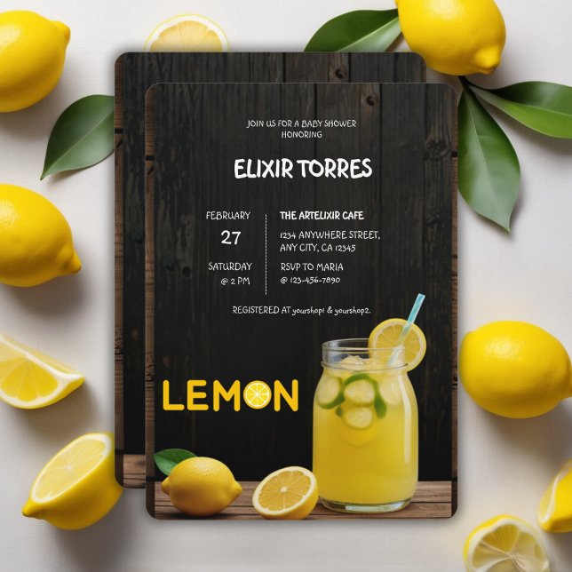 Rustic Lemonade Baby Shower Inbjudningar (Skapare uppladdad)