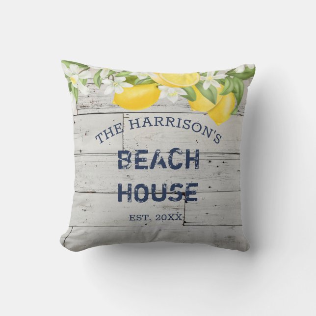 Rustic Lemons Family Namn Porch Dekorativ kudde (Framsida)