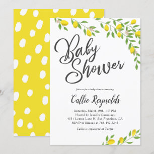 Rustic Lemons Gult Baby Shower Inbjudningar