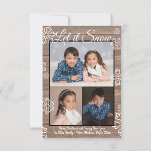 Rustic Let it Snow - 3x5 Jul Fotoplatta Inbjudningar