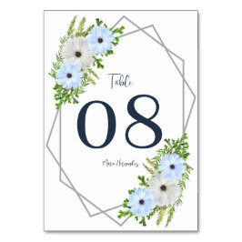 Rustic Light Blue and White Floral Quinceañera  Bordsnummer