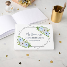 Rustic Light Blue and White Floral Quinceañera  Gästböcker