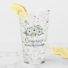 Rustic Light Blue and White Floral Quinceañera  Glaskopp