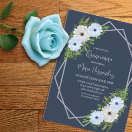Rustic Light Blue and White Floral Quinceañera  Inbjudningar