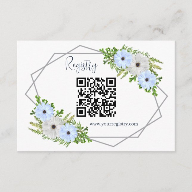 Rustic Light Blue and White Floral Quinceañera  Tilläggskort (Framsida)