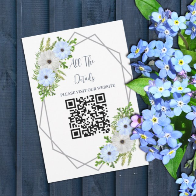 Rustic Light Blue and White Floral Quinceañera Tilläggskort (Skapare uppladdad)