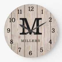 Rustic Light Brown Wood Family Namn Monogrammed