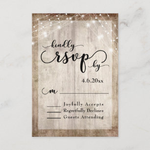 Rustic Light Brown Wood & Ljus Bröllop OSA 1 Kort