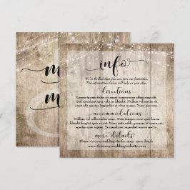 Rustic Light Brown Wood w/ Ljus, Bröllop Info Inbjudningar