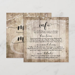 Rustic Light Brown Wood w/ Ljus, Bröllop Info Inbjudningar