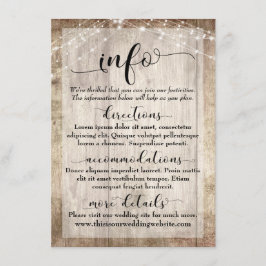 Rustic Light Brown Wood w/ Ljus, Bröllop Info Tilläggskort