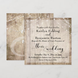 Rustic Light Brown Wood & White Ljus Bröllop Inbjudningar