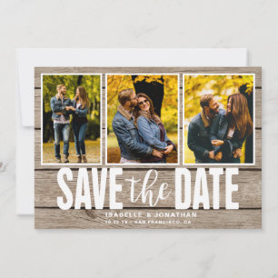 Rustic Light Wood Photo Collage Spara Datumet