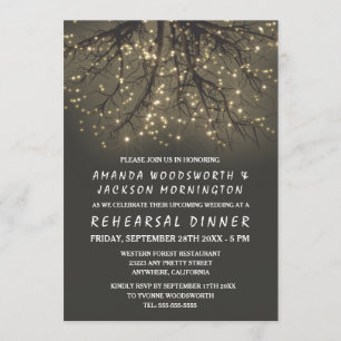 Rustic Lighted Träd Rehearsal Dinner-inbjudningar Inbjudningar
