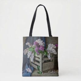Rustic Lila and White Lilacs Blommigt Photo Tygkasse