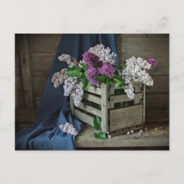 Rustic Lila and White Lilacs Blommigt Photo Vykort