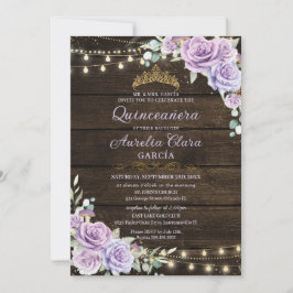 Rustic Lila Blommigt Enchanted Forest Quinceanera Inbjudningar