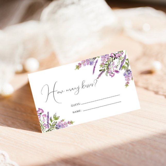 Rustic Lila Blommigt Lavender Hur många Kisses-spe Tilläggskort (Skapare uppladdad)