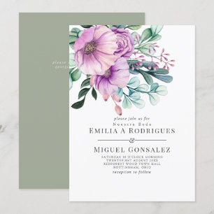 Rustic Lila Bloom Nuestra Boda Spanska Bröllop Inbjudningar