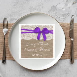 Rustic Lila Bow Bröllop Collection Pappersservett