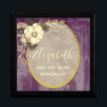 Rustic Lila Bridesmaid Frieri box Minnesask<br><div class="desc">Rustik,  modern,  elegant,  blommigt faux guld och lila Bridesmaid frieri låda med vattenfärgblommor. Perfektens val för contemporaryns romantiska fall eller vinterbröllop!</div>