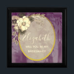 Rustic Lila Bridesmaid Frieri box Minnesask<br><div class="desc">Rustik,  modern,  elegant,  blommigt faux guld och lila Bridesmaid frieri låda med vattenfärgblommor. Perfektens val för contemporaryns romantiska fall eller vinterbröllop!</div>