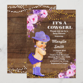 Rustic Lila Cowgirl Baby Shower Lilac Inbjudningar