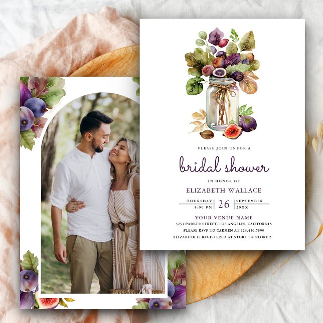 Rustic Lila Fig Mason Burk Photo Möhippa Inbjudningar (Skapare uppladdad)