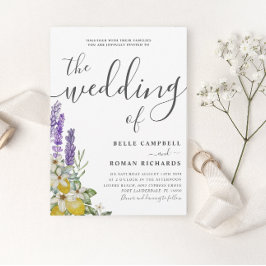 Rustic Lila Lavender & Lemons Bröllop Inbjudningar
