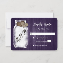 Rustic Lila Mason Burk Wood Bröllop OSA Card Kort